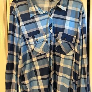 Rue21 Blue Plaid Button Down Shirt